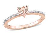 1/2 Carat (ctw) Morganite Heart Promise Ring in 10K Rose Pink Gold with Diamonds
